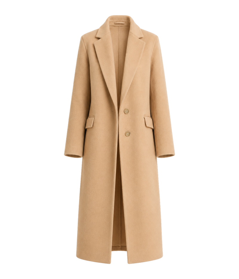 Single Breasted Classic Coat In Camel