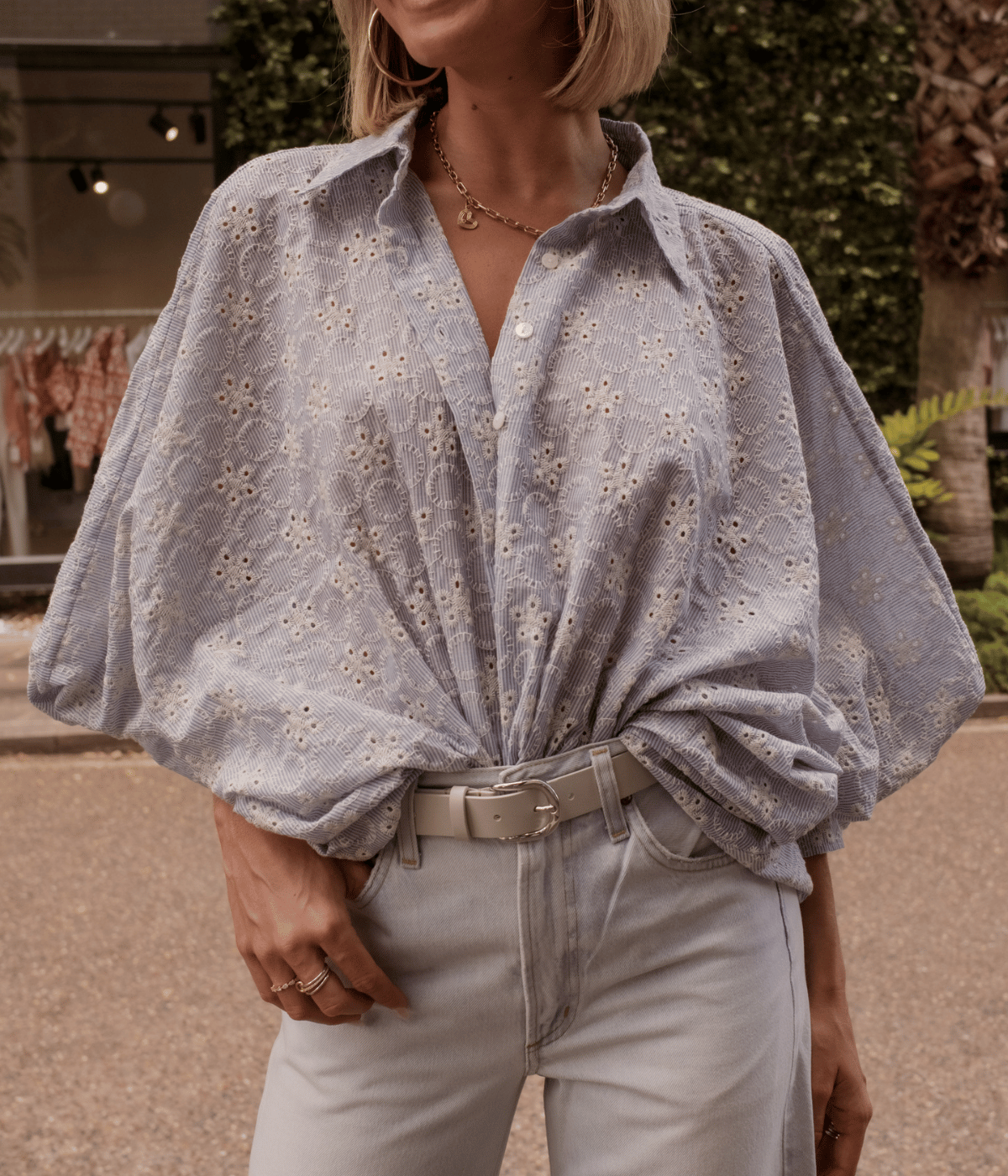 Shirt Satchi Embroidered in Light Blue