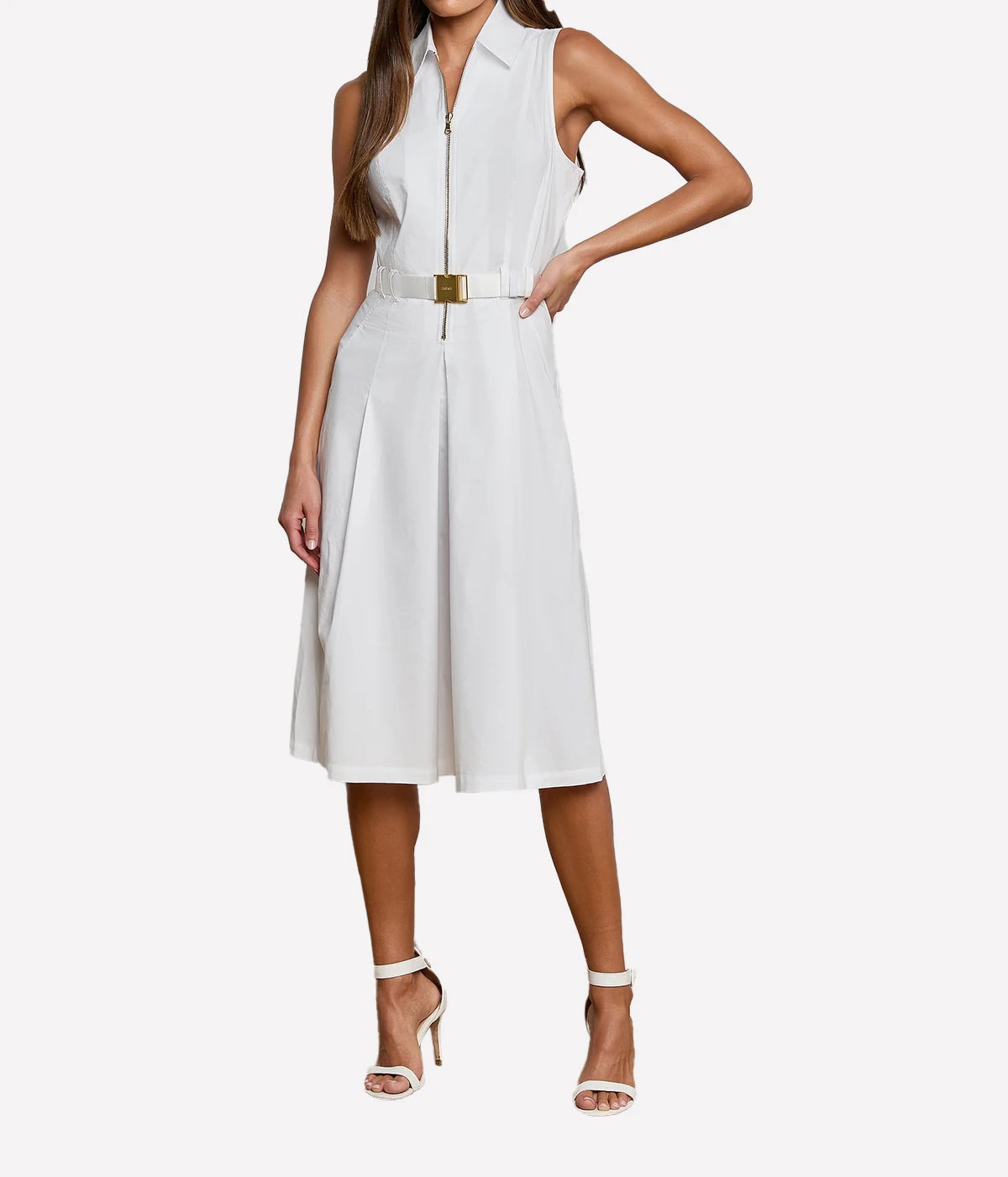 Kylo Belted Shirt Dress In White