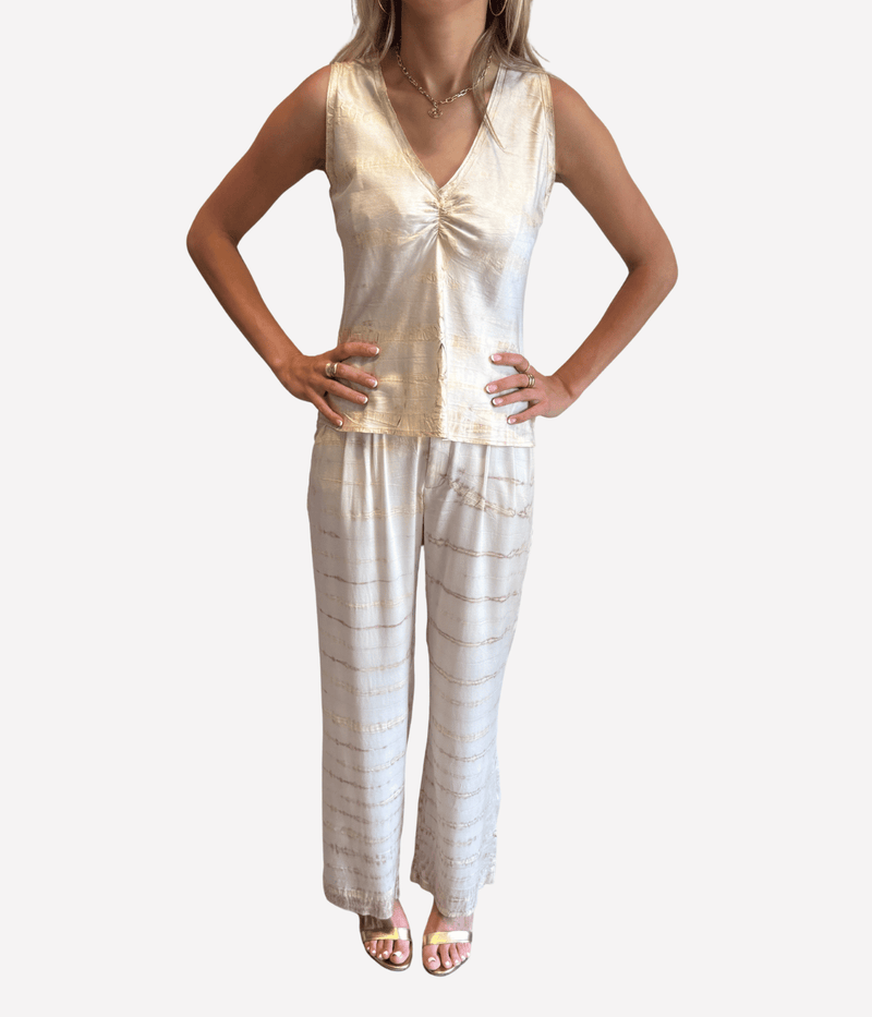 High Waist Wide Leg Pant in Khaki Bamboo