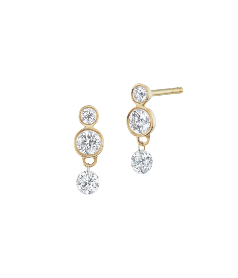 Duo Hanging Pierced Diamond Earrings