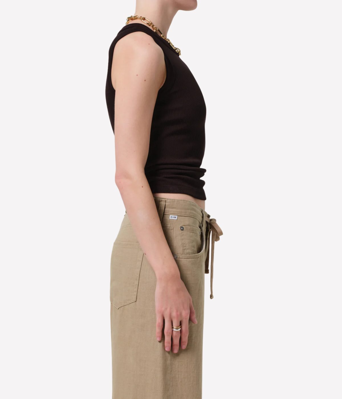 Isabel Rib Tank in Chocolate