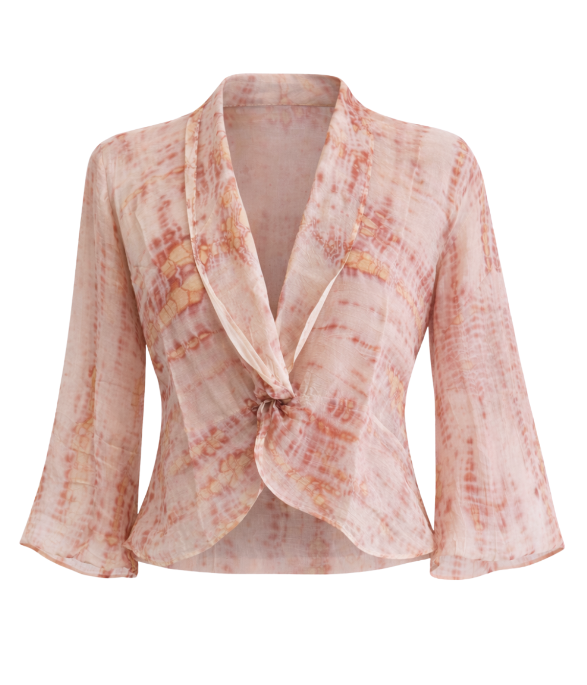 Knot Top In Washed Double Georgette in Khaki Bamboo