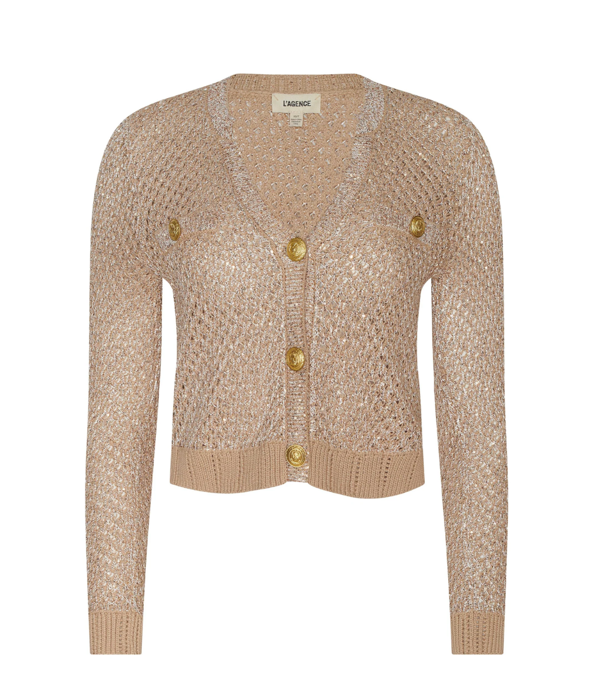 Blanca Sequin Cardigan in Natural Gold