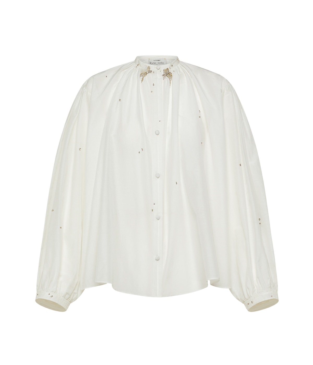 Carousel des sylphes embroidery voile shirt in bianco