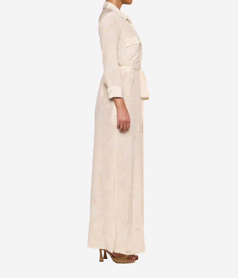 Cameron Long Shirt Dress in Vintage White Tonal Paisley