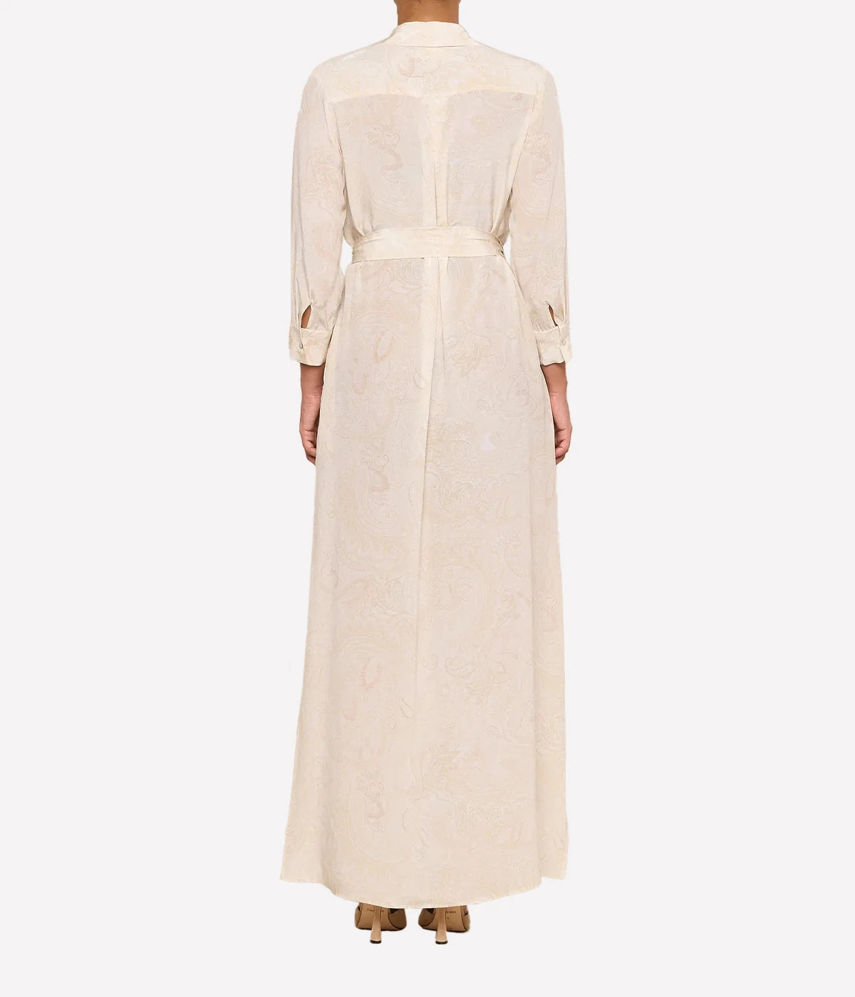 Cameron Long Shirt Dress in Vintage White Tonal Paisley