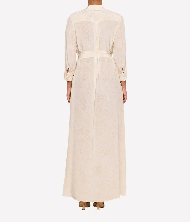 Cameron Long Shirt Dress in Vintage White Tonal Paisley