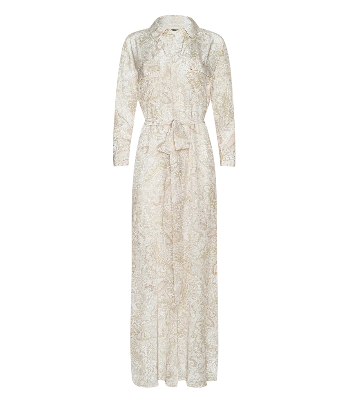 Cameron Long Shirt Dress in Vintage White Tonal Paisley