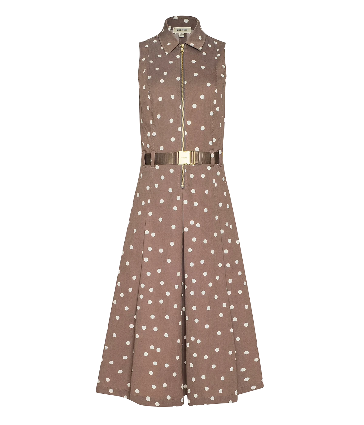Kylo Belted Shirt Dress In Cardamom Ecru Polka Dot