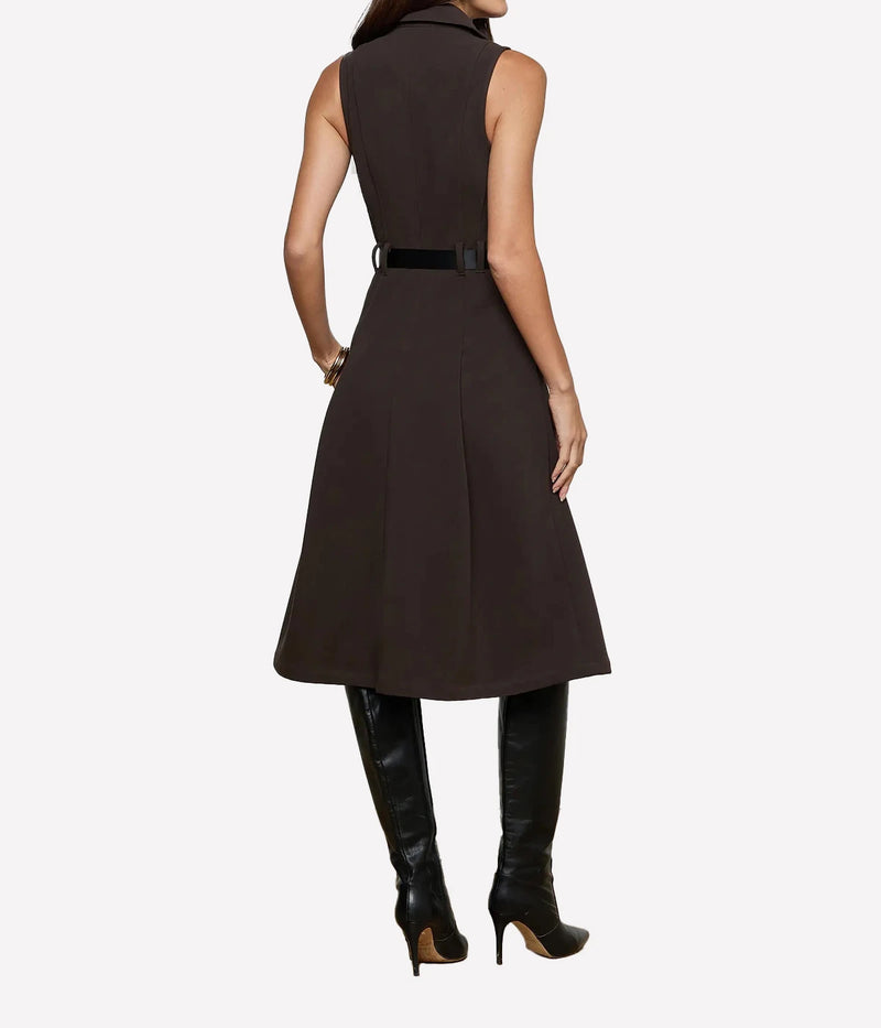 Kylo Belted Shirt Dress In Dark Brown