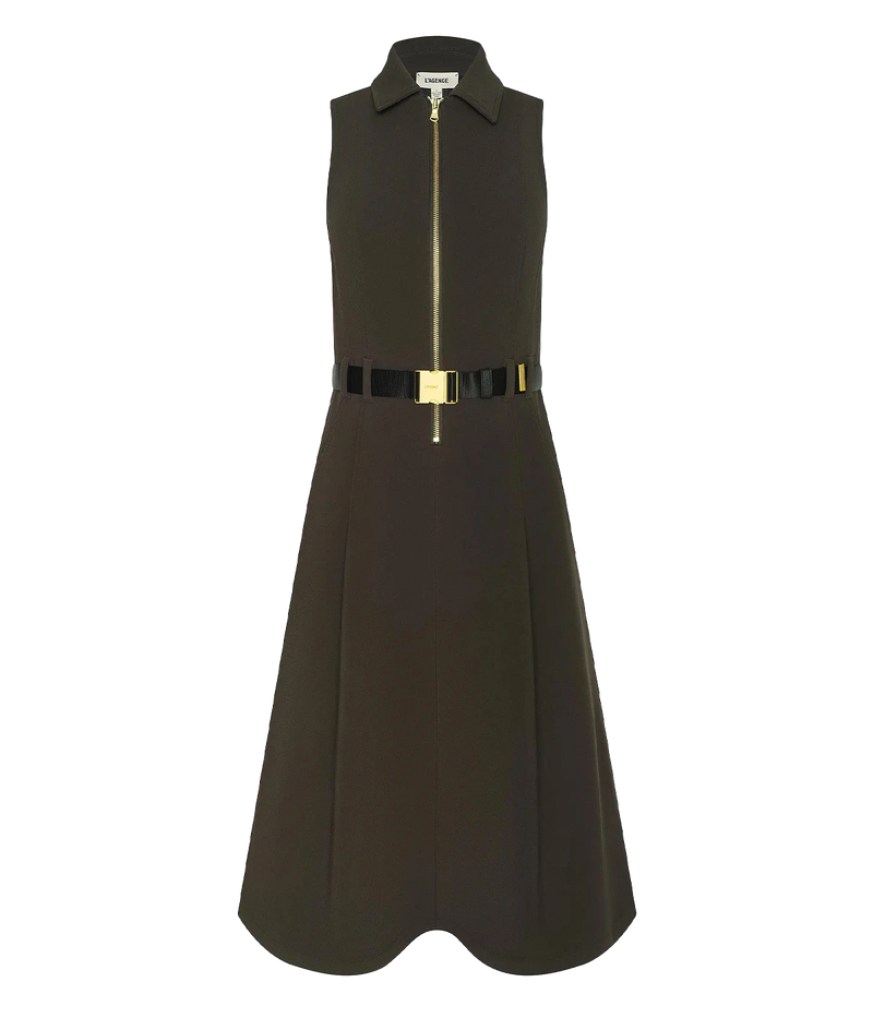 Kylo Belted Shirt Dress In Dark Brown