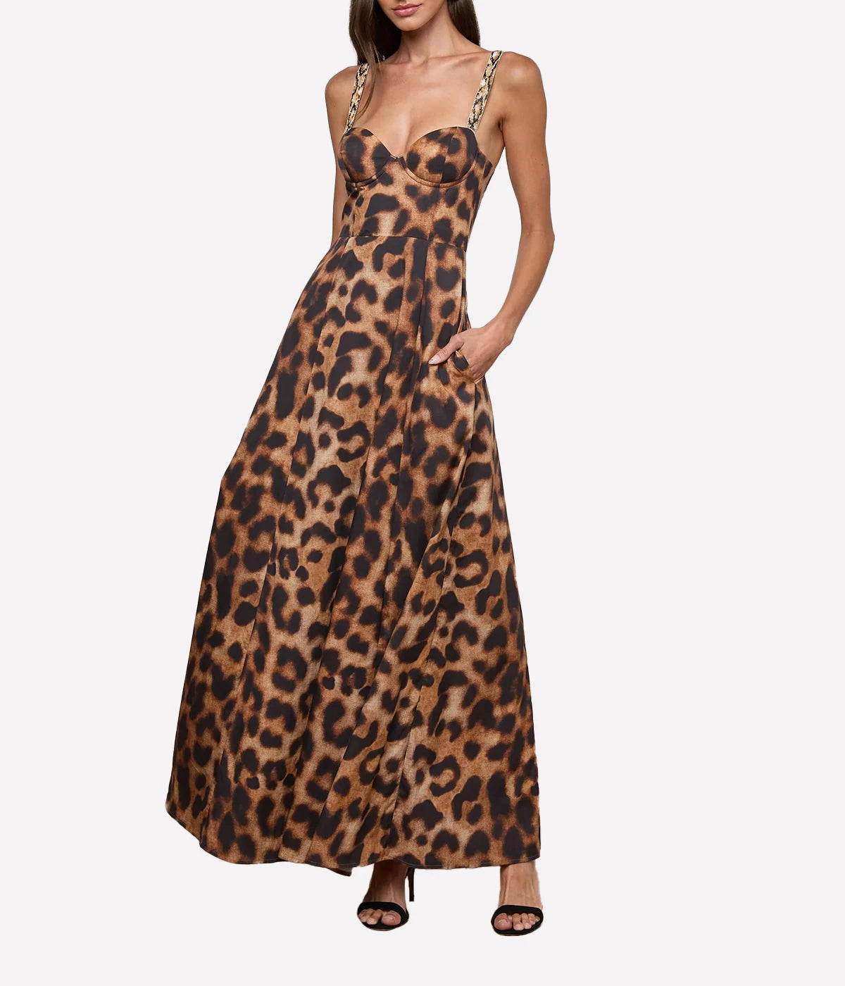 Sutton BDD Strap Maxi Dress in Leopard