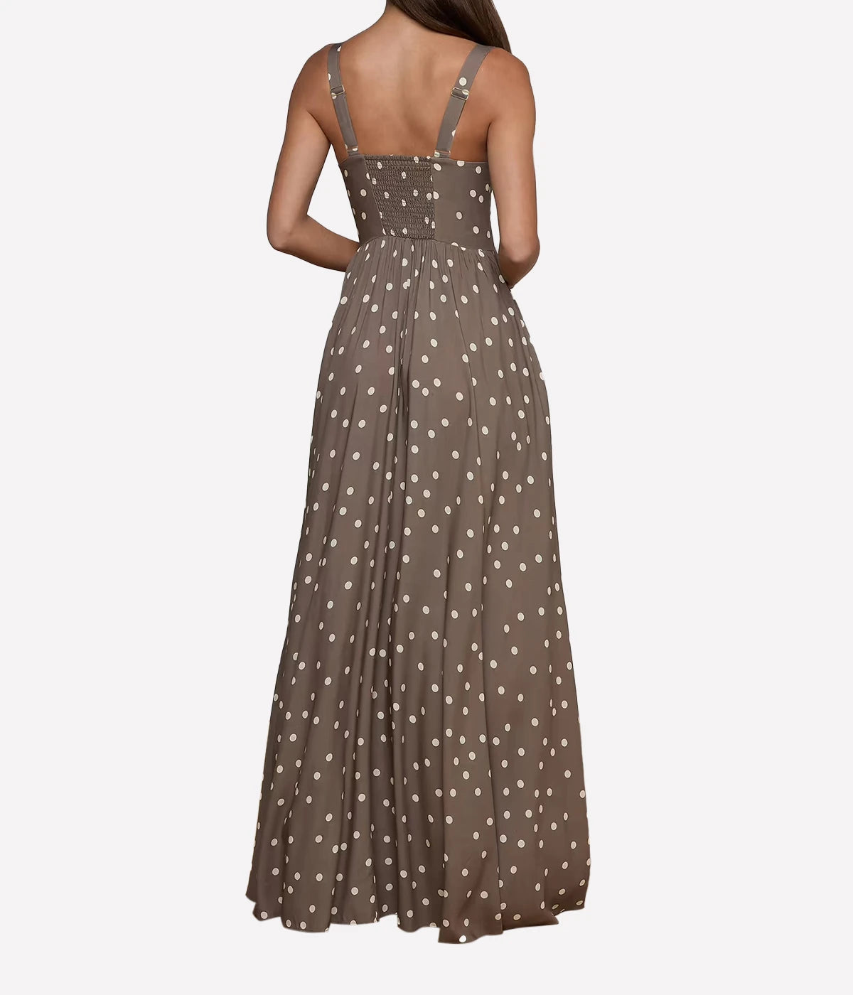Rosette Maxi Dress In Cardamom Ecru Polka Dot