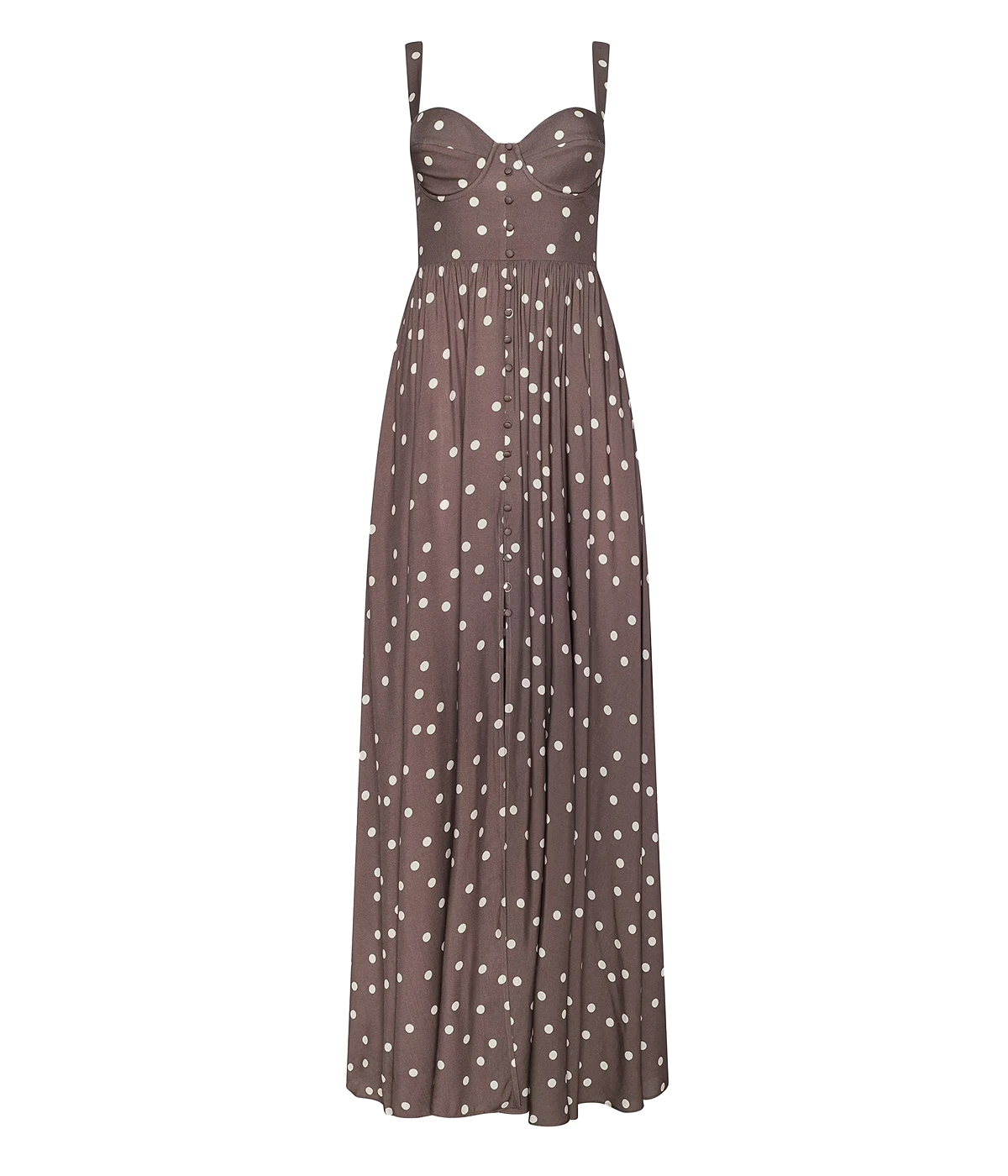 Rosette Maxi Dress In Cardamom Ecru Polka Dot