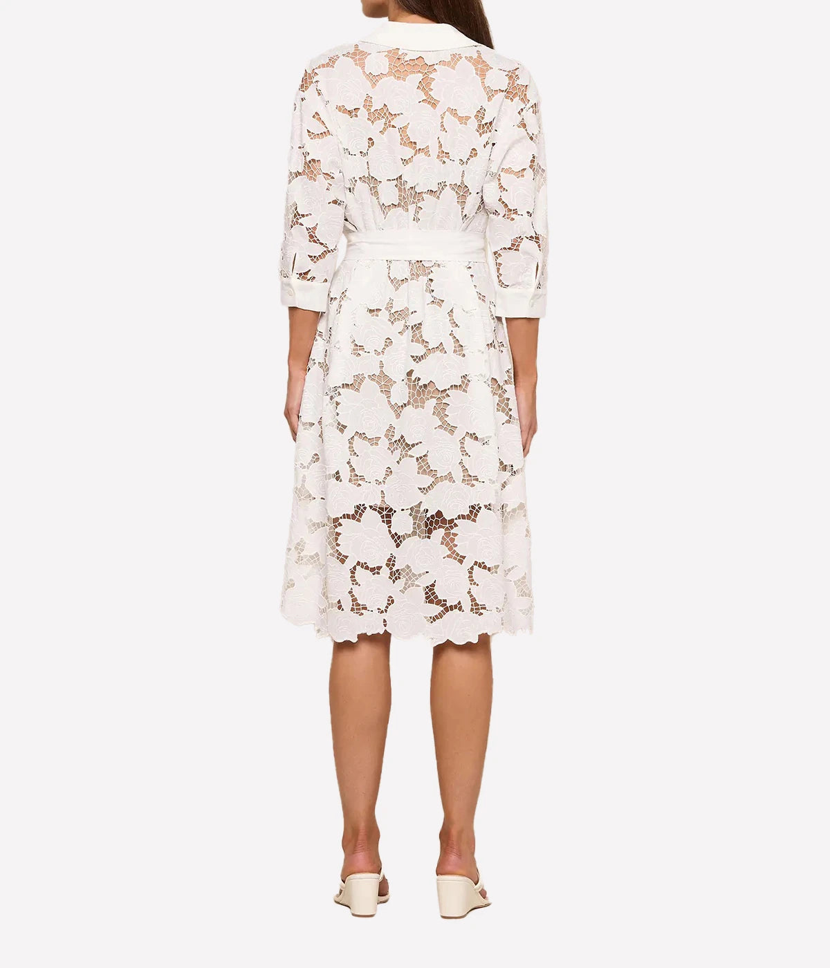 May Lace Midi Shirt Dress in Ivory