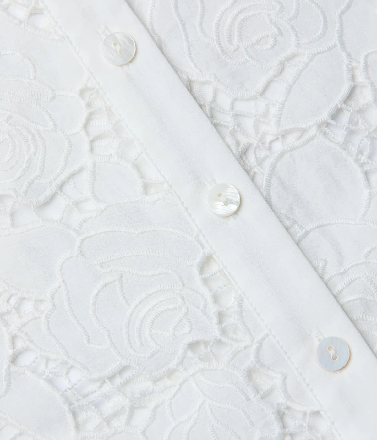 May Lace Midi Shirt Dress in Ivory
