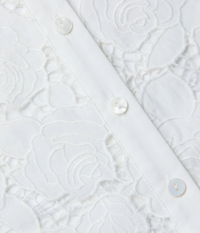 May Lace Midi Shirt Dress in Ivory