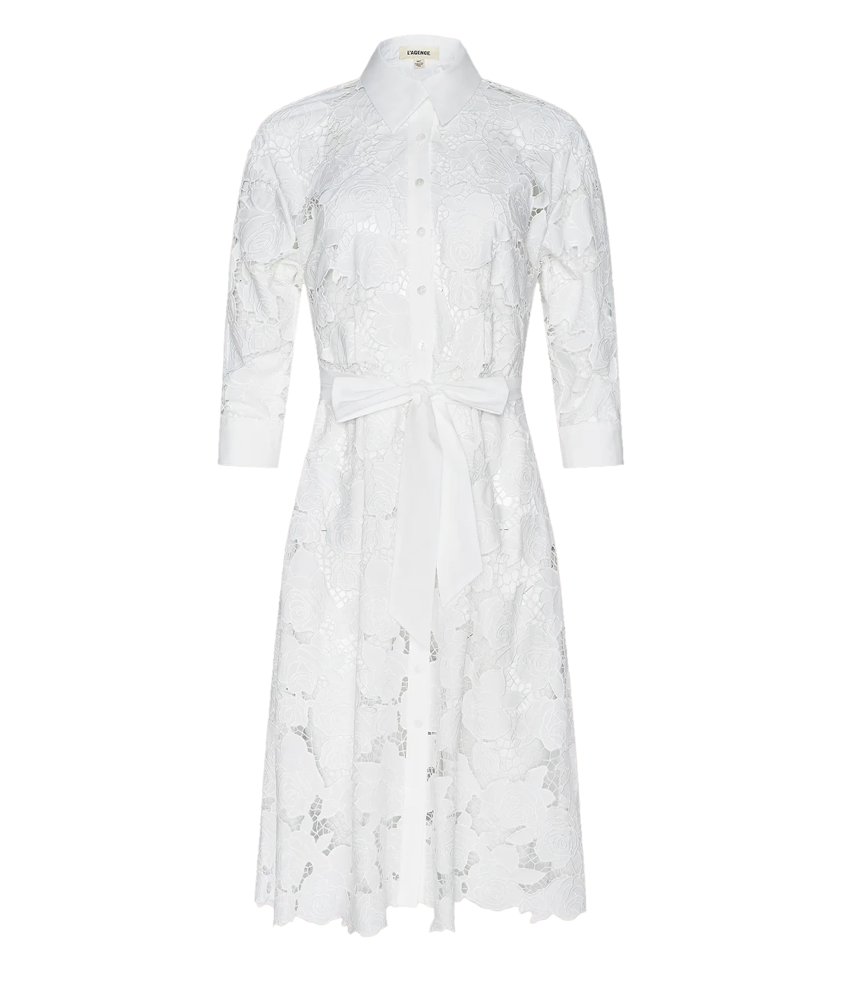 May Lace Midi Shirt Dress in Ivory