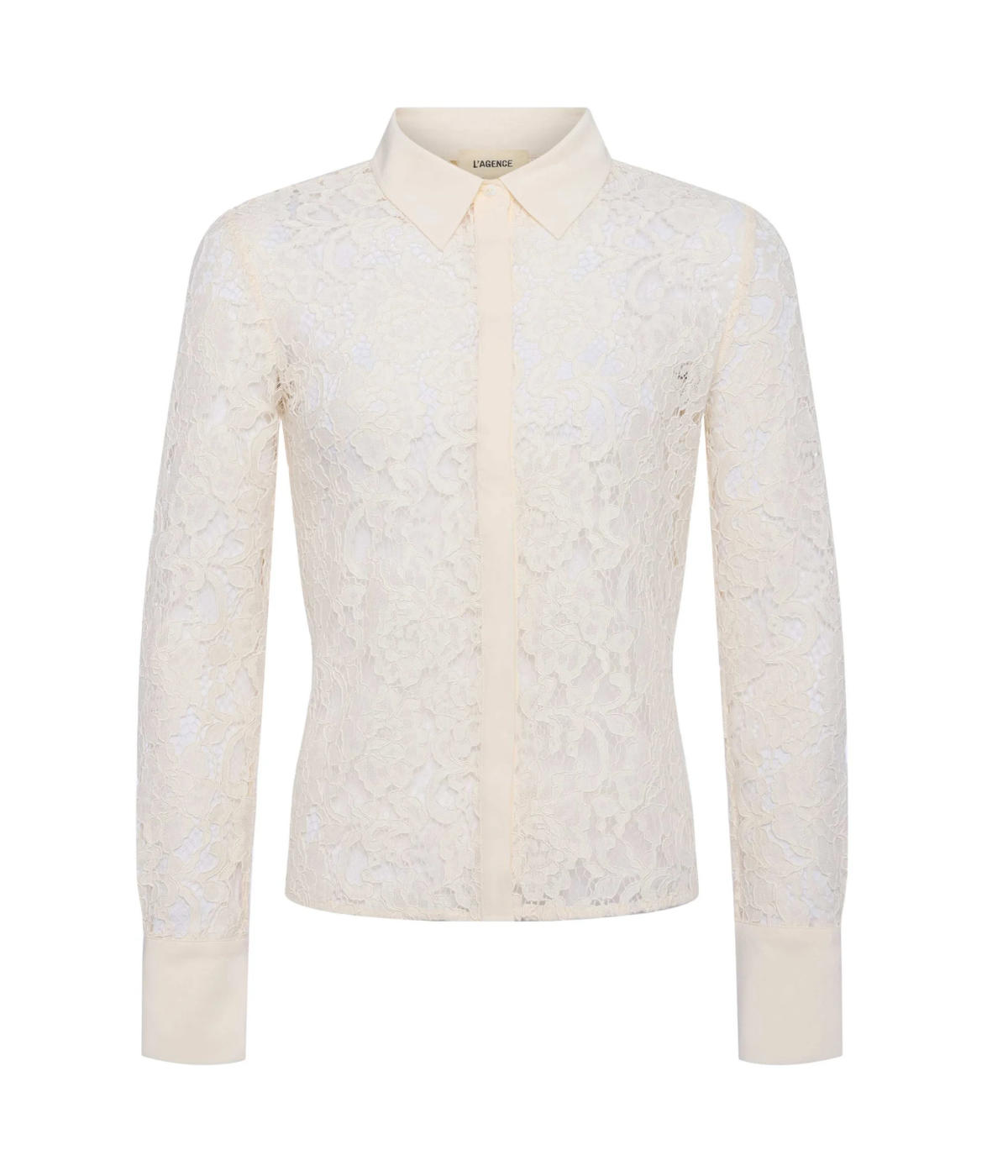Maia Lace Button Down in Vintage White