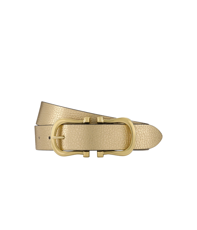 Baby Gold Nicky X Belt in Gold Pebble