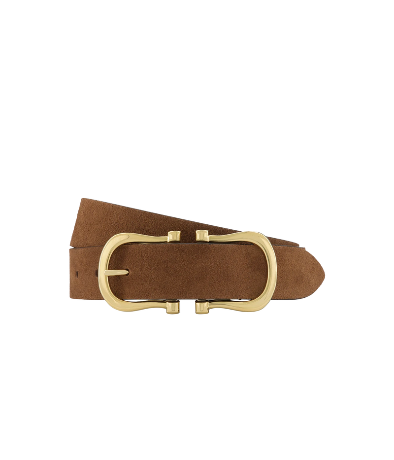 Baby Gold Nicky X Belt in Chocolate