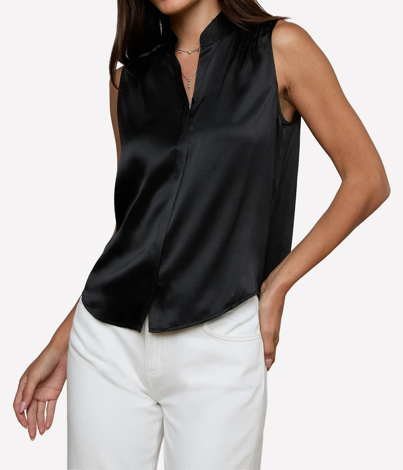 Phoebe Sleeveless Band Blouse In Black