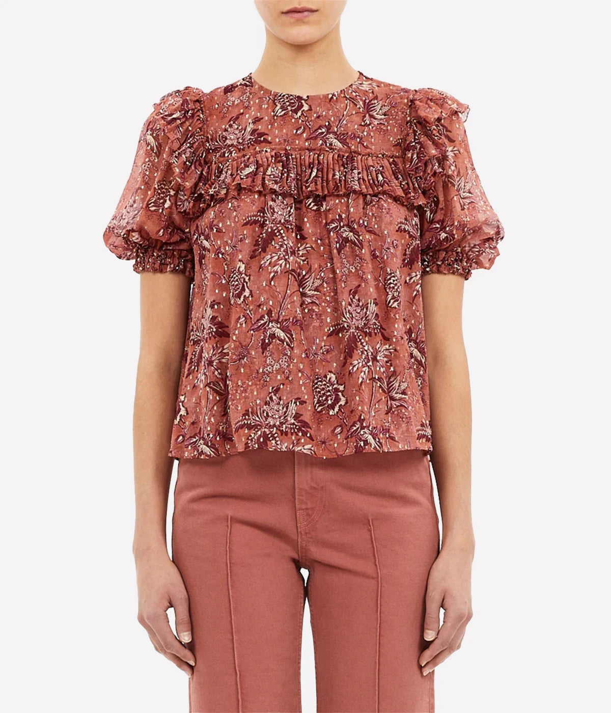 Jodie Puff Sleeve Top in Oleander