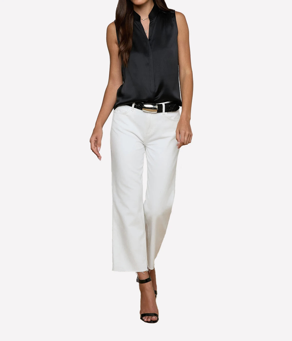 Phoebe Sleeveless Band Blouse In Black