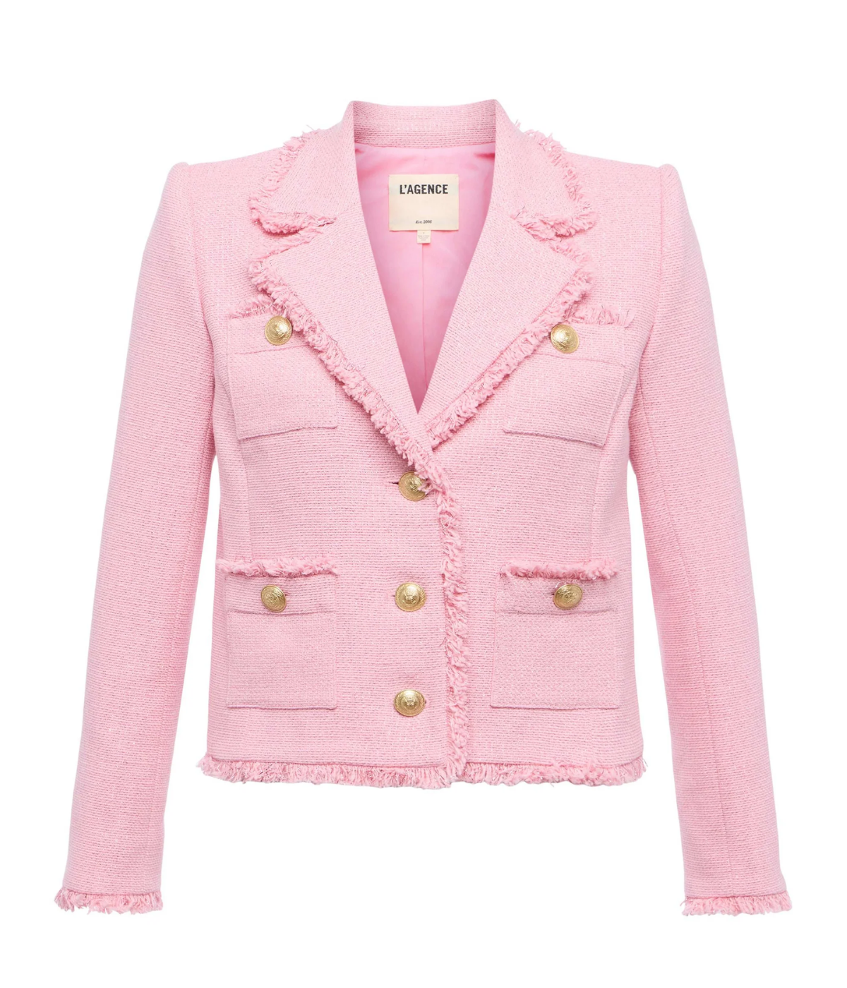 Sylvia Collared Jacket in Pale Pink Gold