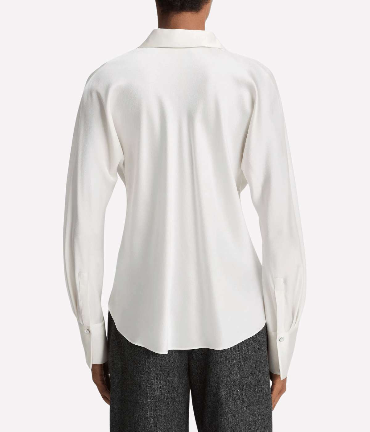 L/S Button Down Silk Blouse in Off White