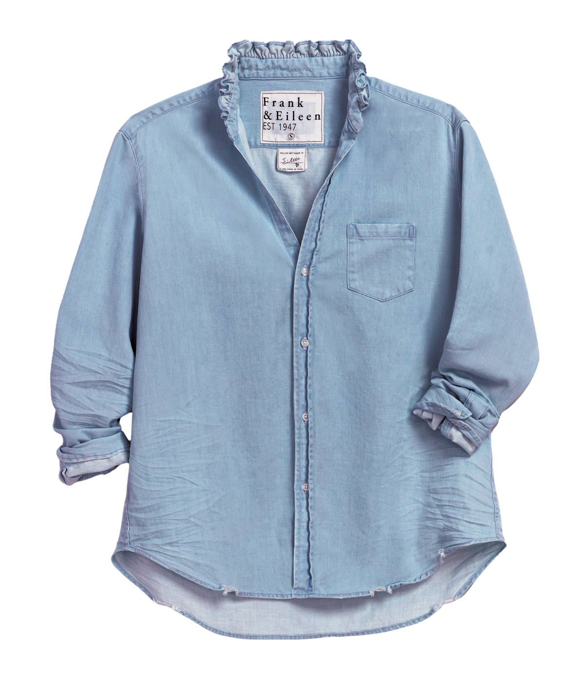 Ruffle Eileen Top In Classic Blue