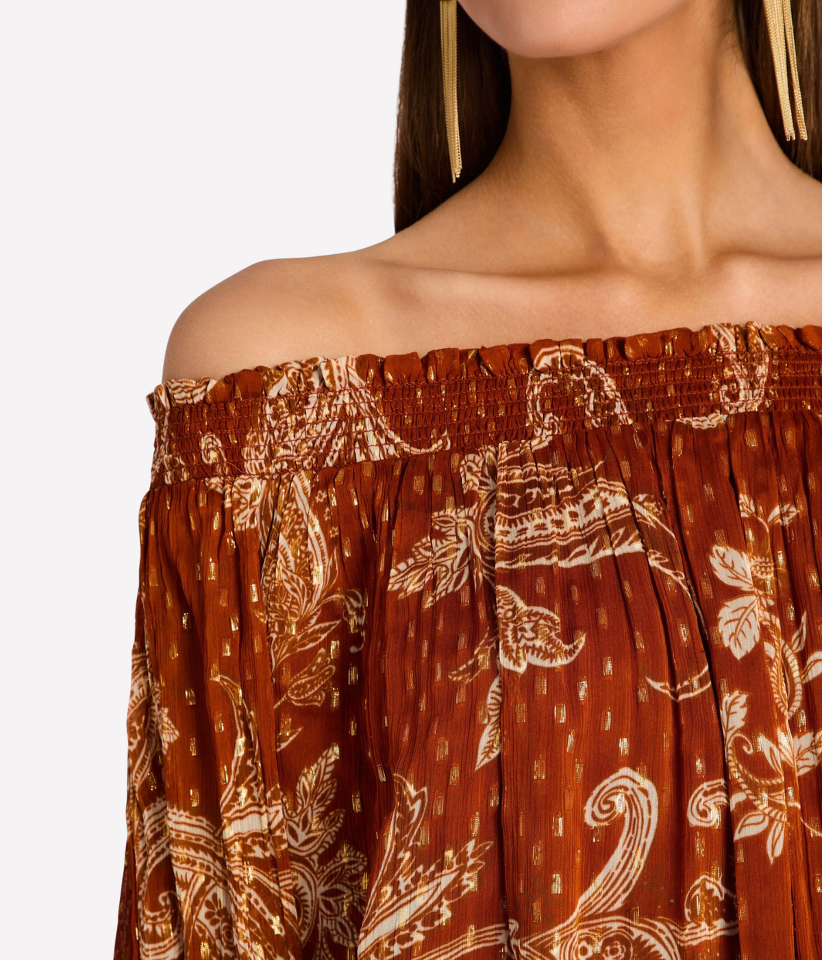 Smocked Off Shoudler Top In Multi