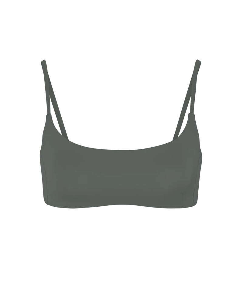 A sage green bikini top with thin shoulder straps, Pool Days Top In Agave