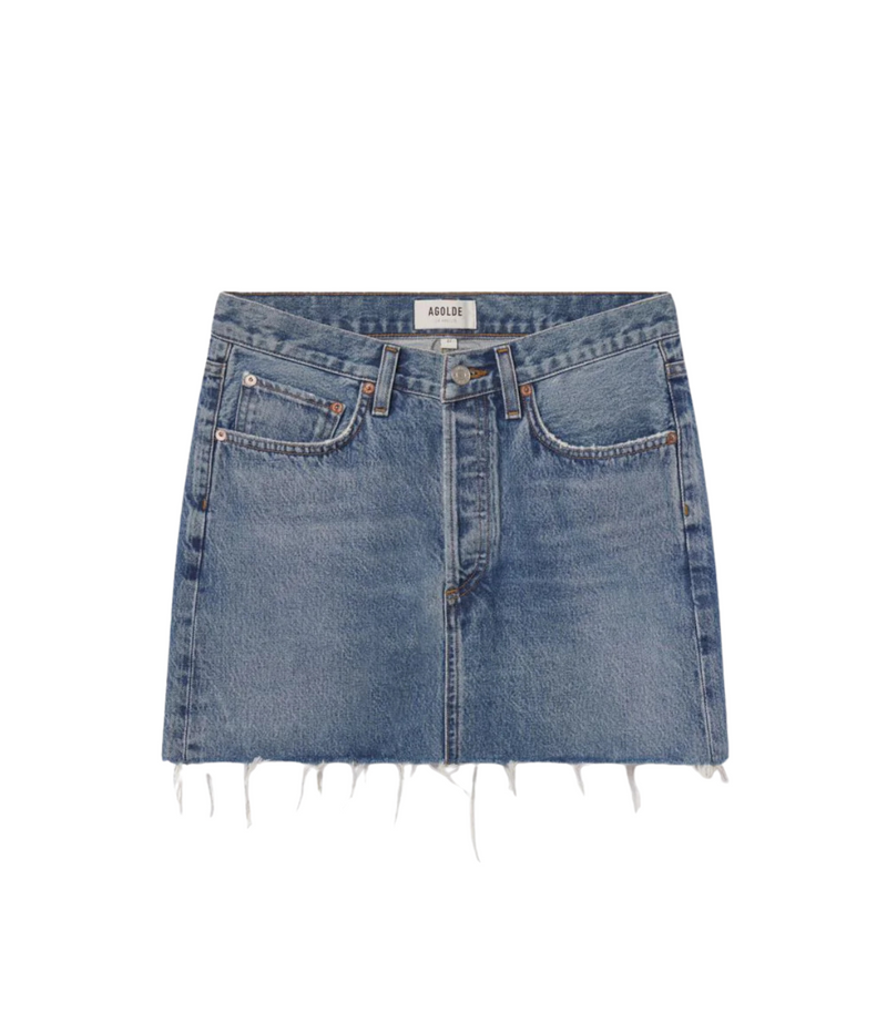 V Waist Mini Skirt in Fairway