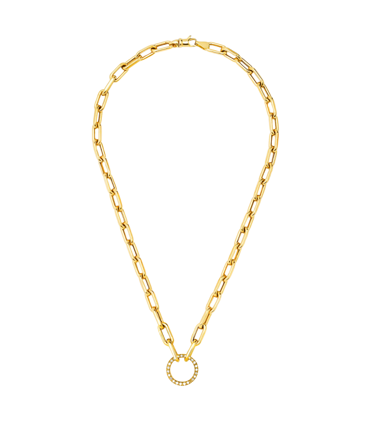 Open Link w/ Diamond Charm Holder in 14k Yellow Gold