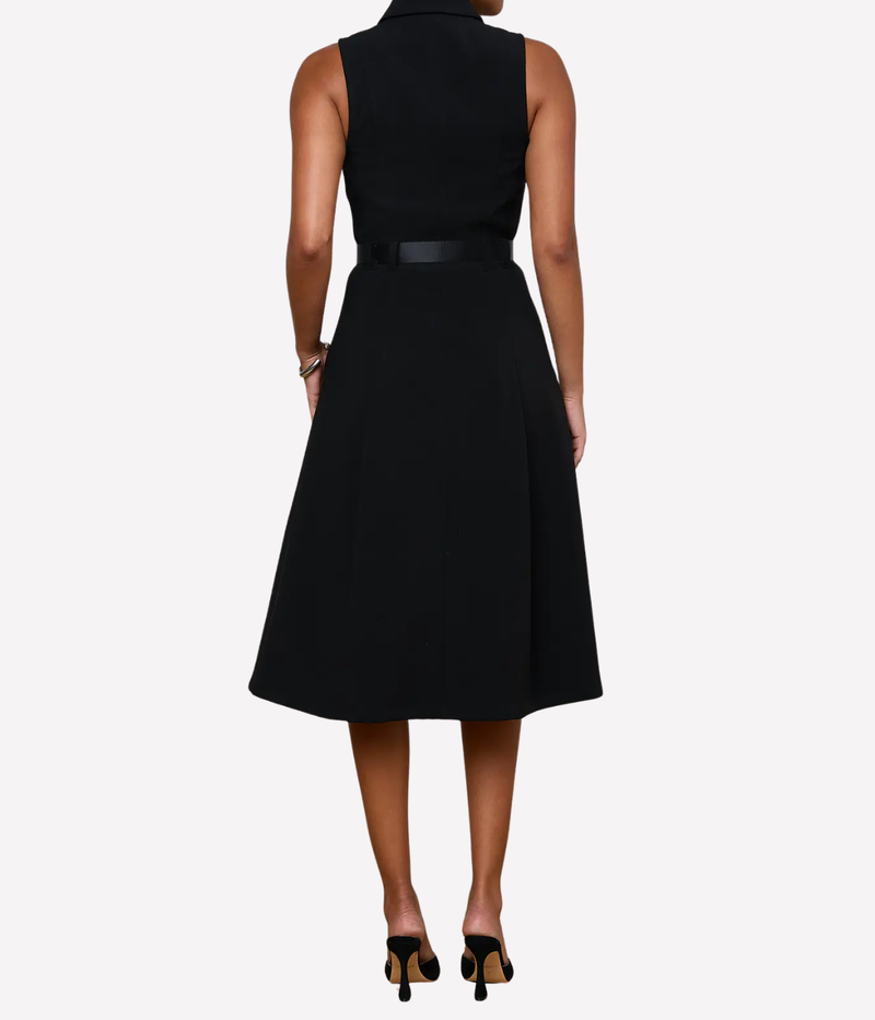 Kylo Belted Shirt Dress in Black Silver