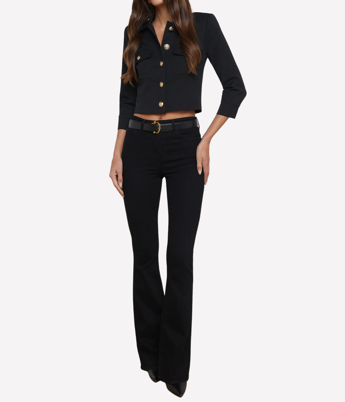 Kumi Cropped Fitted Jacket in BLACK