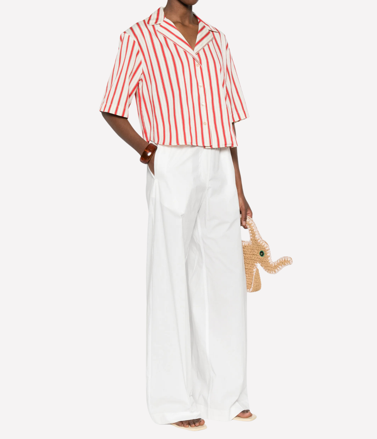 Contemporary Cotton Pinstriped Half Sleeves Shirt in Rouge