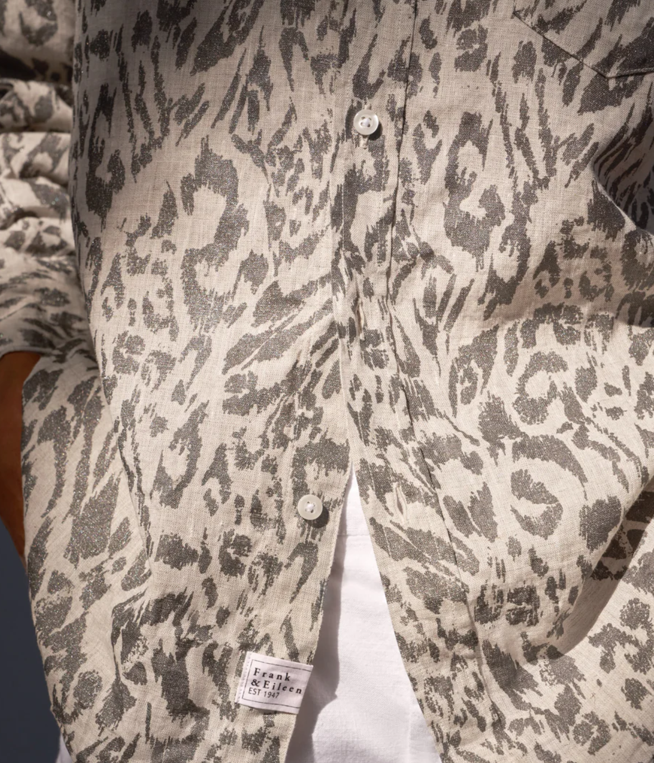 Eileen Woven Button Up Shirt in Glitter Animal Print