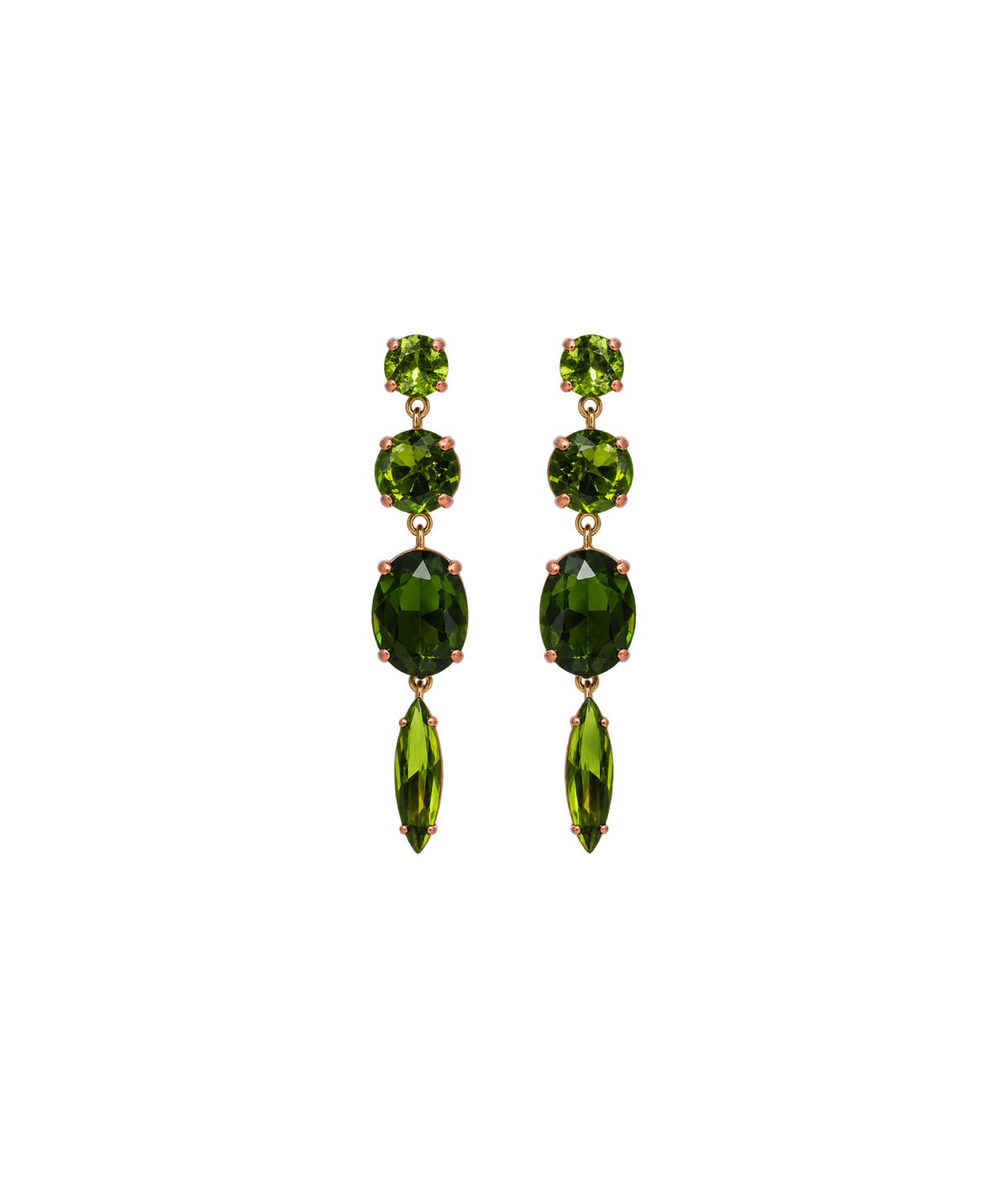 Crystal Drop Earrings in Forest Green