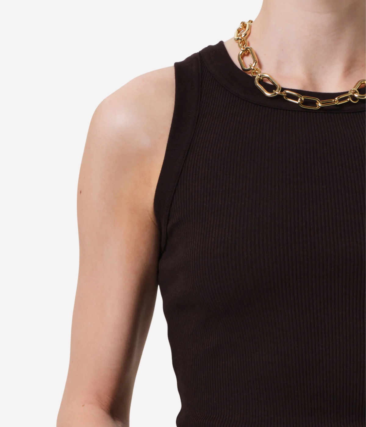 Isabel Rib Tank in Chocolate