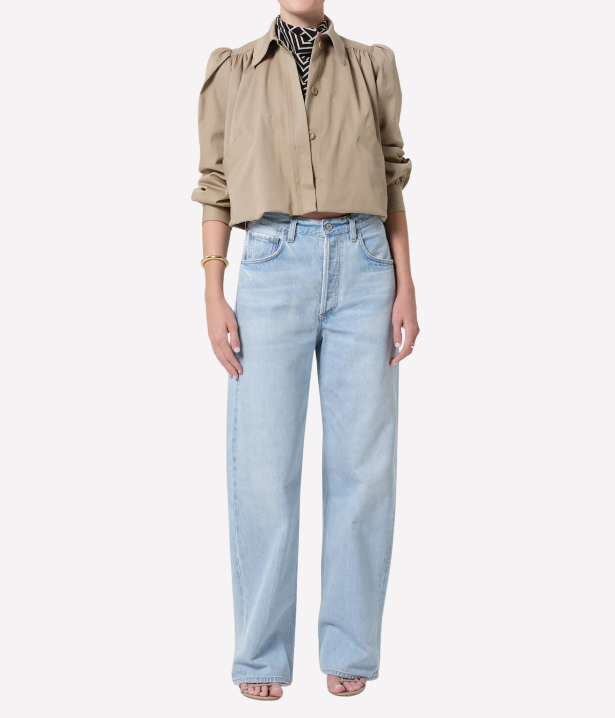 Everly Shirred Crop Jacket In Catalina