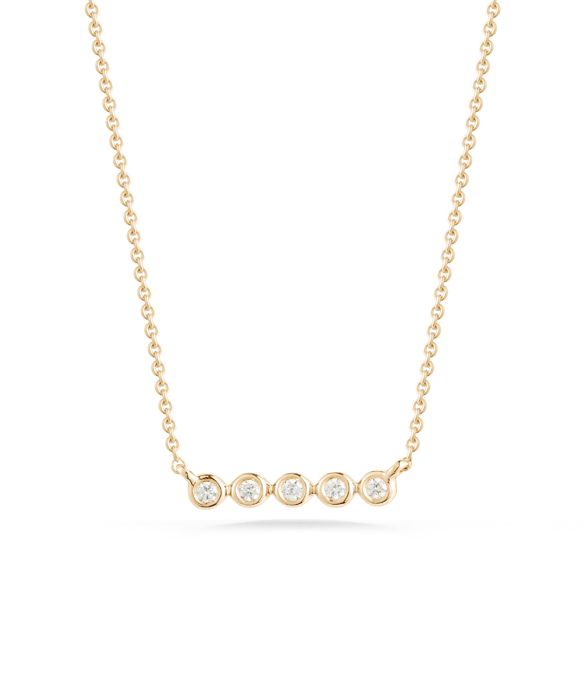 Lulu Jack Mini Bezel Bar Necklace in 14k Yellow Gold