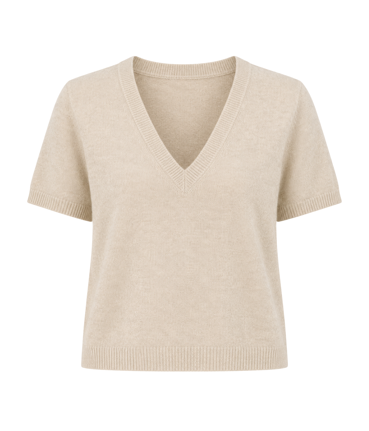 Kadri Cashmere Vneck Tee In Oatmeal