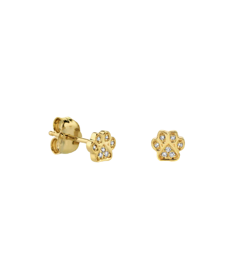 Mini Paw Studs In 14K Yellow Gold