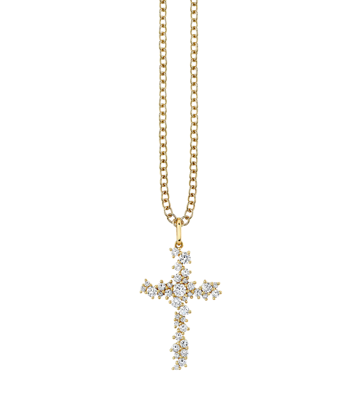 Cocktail Cross Charm Necklace in 14k Yellow Gold