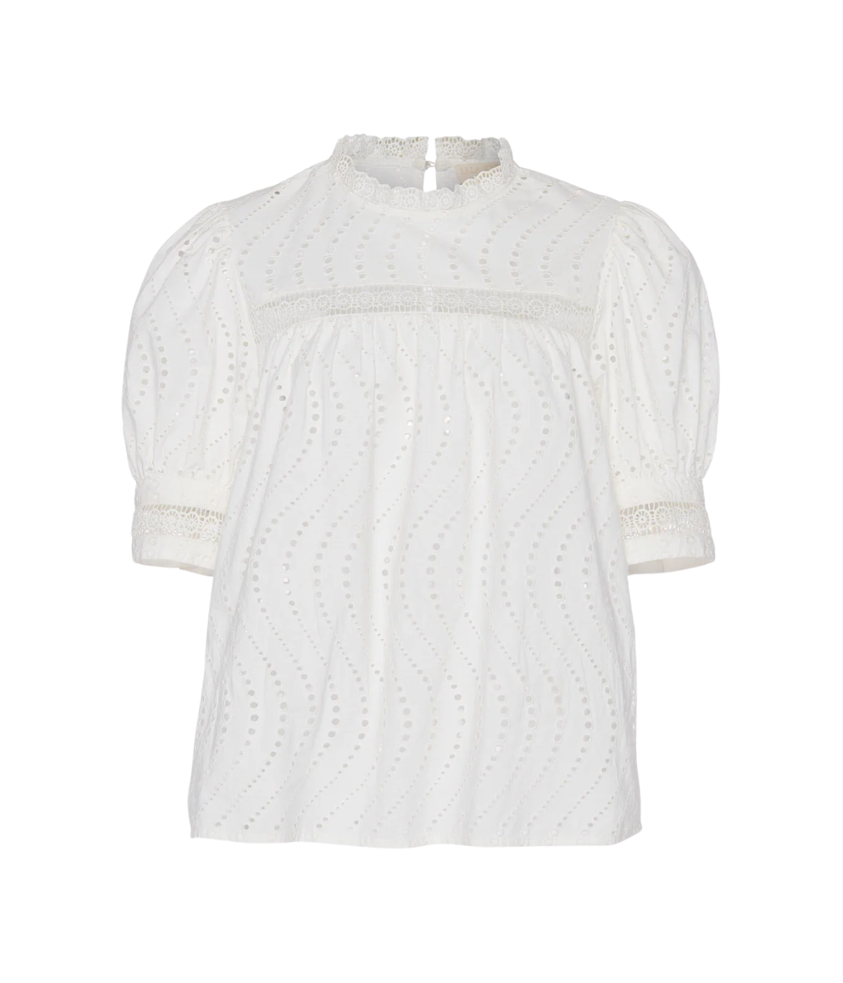 Virginia Lace Collar SS Blouse in PRISTINE