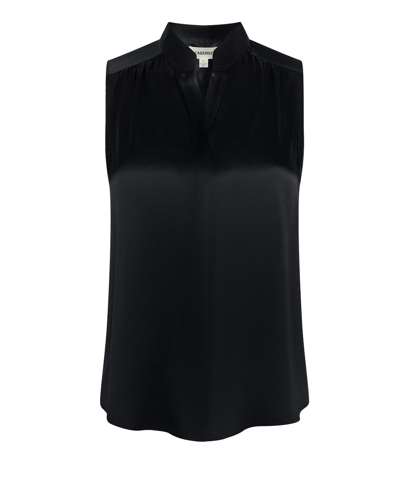 Phoebe Sleeveless Band Blouse In Black