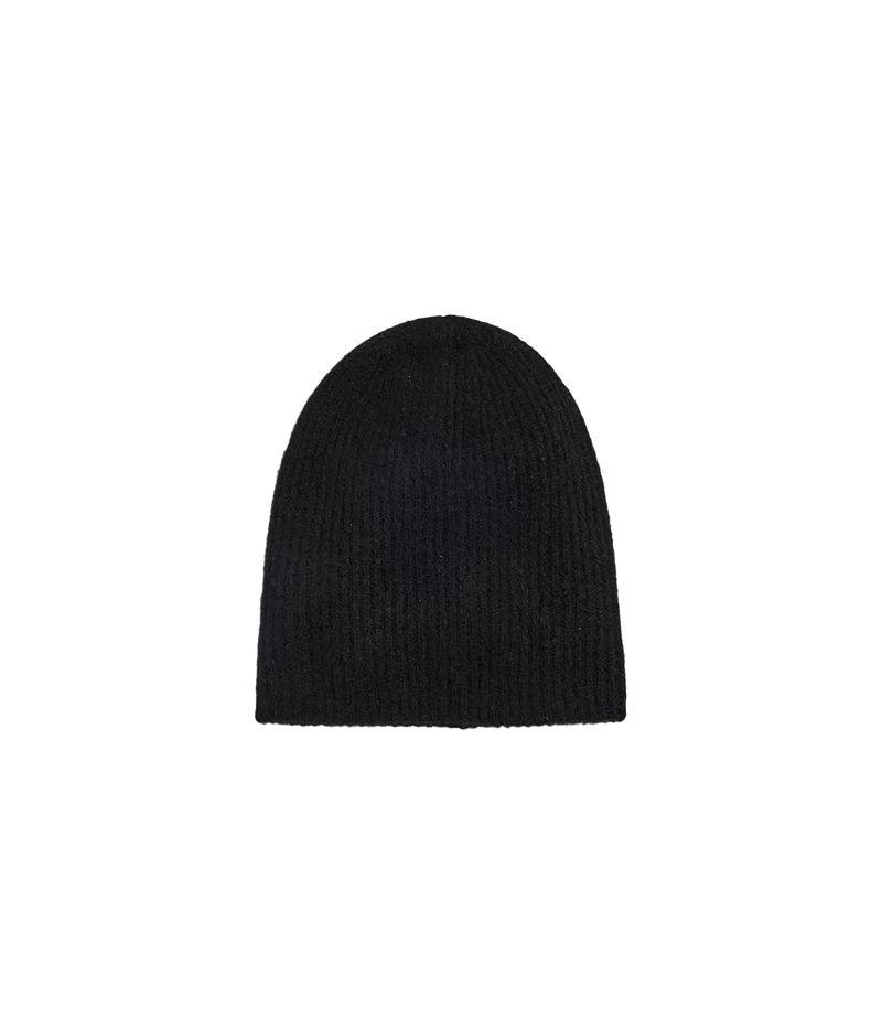 Cashmere Waffle Beanie in Black